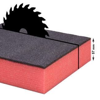 Maßzuschnitt - HSF Multilayer Schaumstoff - schwarz rot für DIY Werkzeugeinlage - max. 1000 x 500 x 57 mm