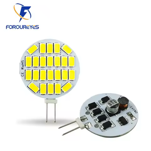 Bombilla de foco redondo LED G4 AC12V 24V 2W 3W 5730 15/24leds sin parpadeo luces de Campana Extractora reemplazar lámpara halógena de 20W