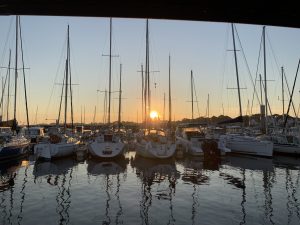Sunset over Piriac marina.