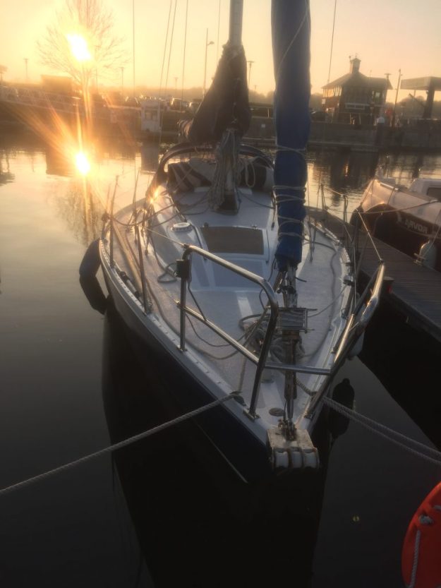 Shiny deck at sunset