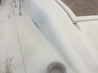 Worn through, dirty, chalky gelcoat