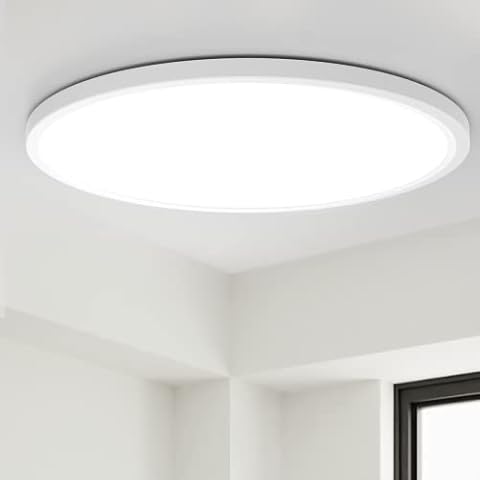 slochi Bathroom Lights,24W 2050LM Round Ceiling Lights,150W Equivalent,6500K,Ultra-Thin,Small,IP54 Waterproof Modern LED Flush Mount Ceiling Lamp for Bedroom,Kitchen,Toilet,Porch,Utility RoomØ22CM