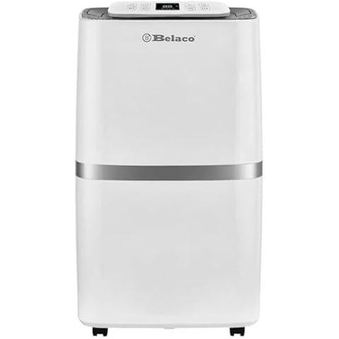 Belaco 20L/Day Dehumidifier, Portable Dehumidifiers for Home, Digital Humidity Display, Compressor Dehumidifier for Damp, Moisture Remover for Home, 24H Timer, Dehumidifiers for Drying Clothes