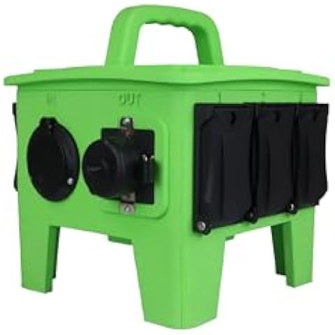 Beetle Box Green with 50A 125/250V CS6375 Inlet, 50A 125/250V CS6369 Outlet, & 6 20...