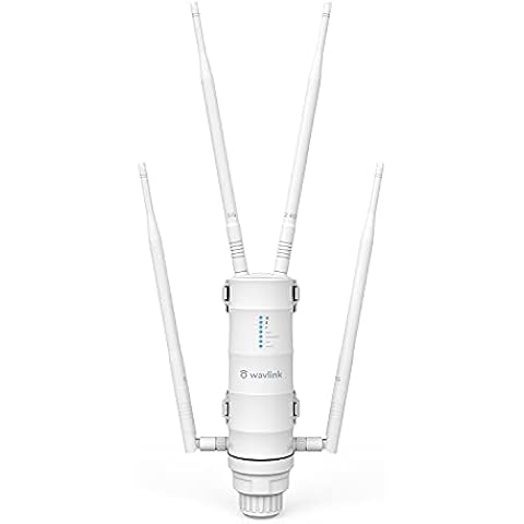 WAVLINK AC1200 Outdoor Wireless Access Point with Passive POE, WiFi Repeater Extender Dual Band 2.4GHz 300Mbps+5.8 GHz 867Mbps, 4x7dBi Detachable Omni Directional Antennas, White (WING 12M)