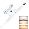 Ferswe 3W Dimmable Under Cabinet Kitchen Lights,Wardrobe Lights Adjustable 3 Colors,120 LED Stick On Mirror Lights,2000mAh Rechargeable Battery Display Lights for Cupboard,Closet,Makeup,Bedroom,Wall