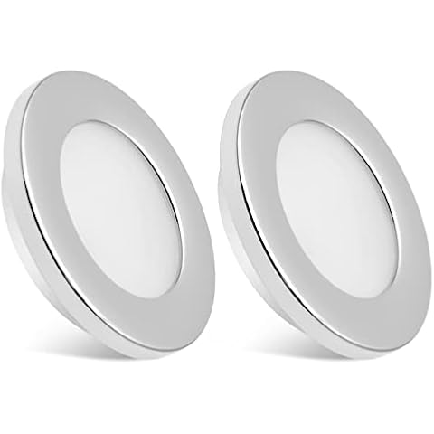 Dream Lighting 12v LED Downlights With Chrome Plated Surround, Recessed Ceiling Lights For Caravan Motorhome Van Boat Yacht Warm White Pack of 2
