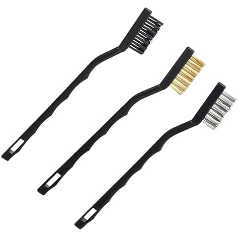 Lmyzcbzl Mini Wire Brush, 3 Pcs Small Wire Brushes, Wire Brush Set, Tainless Steel Brass and Nylon Bristles, for Cleaning Masonry, Stove, Sink, Dust and Rust