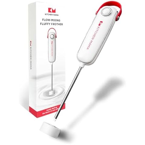 Montalatte elettrico portatile a batteria Silkwhisk di Kitchen Mama - Mini miscelatore di bevande e produttore di schiuma fredda, bacchetta per schiumare caffè, cappuccino (Red)