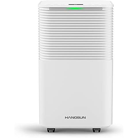 Hangsun 12L Dehumidifier with Digital Humidity Display, Sleep Mode, Laundry Drying Dehumidifiers for Home Damp with Continuous Drainage, 24H Timer Ideal for Large Room, Basement, Bedroom, Bathroom