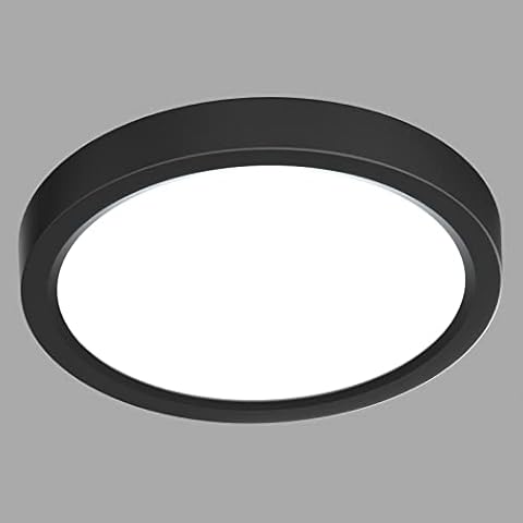 LVL LED Round Small Ceiling Light, 12W Flat Ceiling Lights, Modern Flush Ceiling Lamp for Hallway, Bathroom, Corridor, Kitchen, Bedroom, Utility Room, Office(Black, Φ18cm-12W)