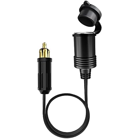 Hoembpn Male Din Plug Cigarette Lighter Adapter Socket 30cm Waterproof, 12V/24V DIN Powerlet Plug to Standard Cigarette Lighter Female Extension Cable for Motorcycles