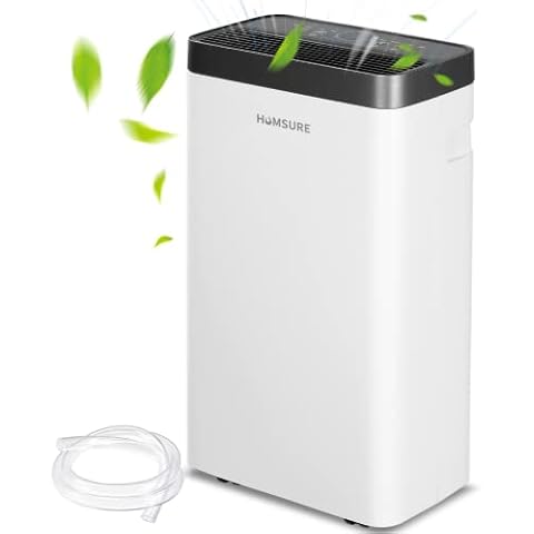 HUMSURE Dehumidifier 12L, Dehumidifiers for Home with Digital Humidity Display, 24 Hour Timer, Auto Defrost, Laundry Drying, Continuous Drainage Ideal for Damp Flats, Apartments
