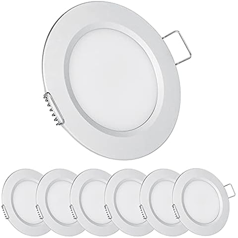 acegoo 12V LED Campervan Recessed Mount Ceiling Light, 2.5W 6 Pack CRI 93 Caravan Boat Downlight Spot Lights for Van Cabin Truck Motorhome Sailboat Under Cabinet Kitchen Bathroom, Silver 3000K