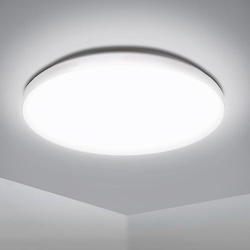 EXTRASTAR 12W Bathroom LED Ceiling Light, 1160LM, 81W Equivalent, IP54 Cool White 6500K Daylight Round Modern Ceiling Lightning for Living Room, Bedroom, Kitchen, Balcony, Office and More, Ø 280mm