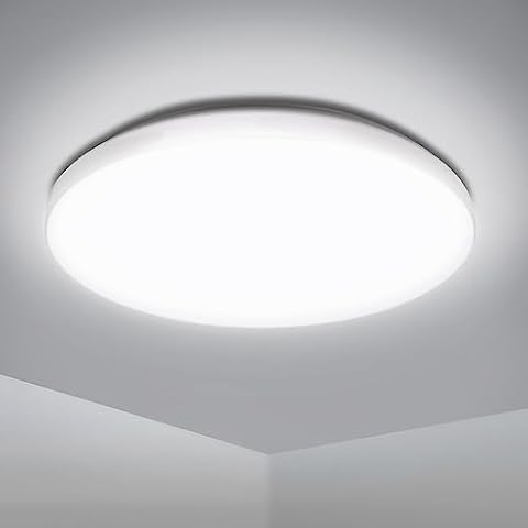 EXTRASTAR 12W Bathroom LED Ceiling Light, 1160LM, 81W Equivalent, IP54 Cool White 6500K Daylight Round Modern Ceiling Lightning for Living Room, Bedroom, Kitchen, Balcony, Office and More, Ø 280mm