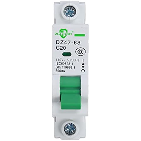 AC Miniature Circuit Breaker, 1 Pole 20 Amp, 120/240VAC, 6kA Din Rail Mount Breaker...
