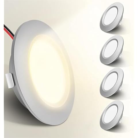 4 Pack 12V Led Lights Dimmable Full Aluminum Recessed Mount Ceiling Light 3W Roof Downlight for T4 T5 Campervan Motorhome Boat Living Room Bedroom Kitchen 3000K Warm White (Silver)