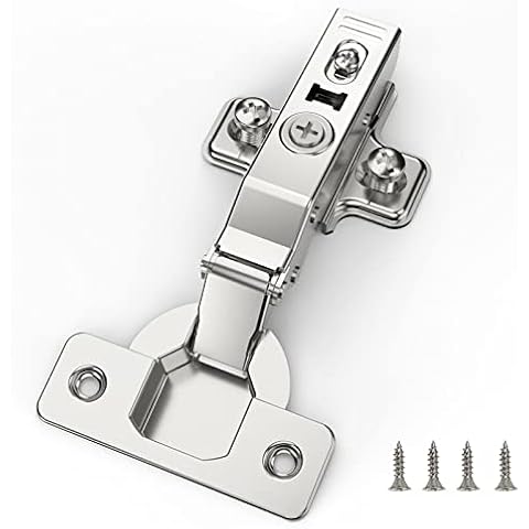 Furniware 10 pcs Soft Close Cabinet Hinge,110 Degree Full Overlay Kitchen Door Hinge,35mm Concealed Kitchen Cabinet Hinges Cabinet Door Plate with Screws