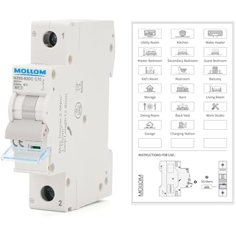 DC 1 Pole Miniature Circuit Breaker, 250V 10Amps, C10 Scene Visualization Custom MC...