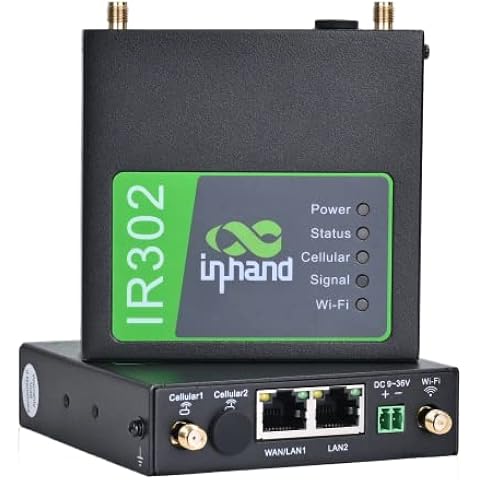 InHand Networks IR302 Compact 4G Industrial Router,Wi-Fi, LTE CAT4, Dual Sim Card Slots, IoT VPN Router, External Antenna, M2M, Motorhome Caravan Boat Off Grid, UL Certification