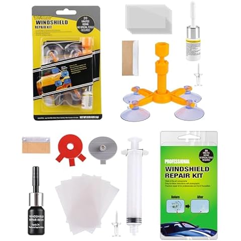 VINEST 2 Sets of Windscreen Repair Kit, Car Windscreen Crack Repair Kit with Durable Resin, Repair Scratches Cracks Rapidly for Fix Glass Cracks/scratch/chips/nicks/half-moon/star-shaped/bulls-eye