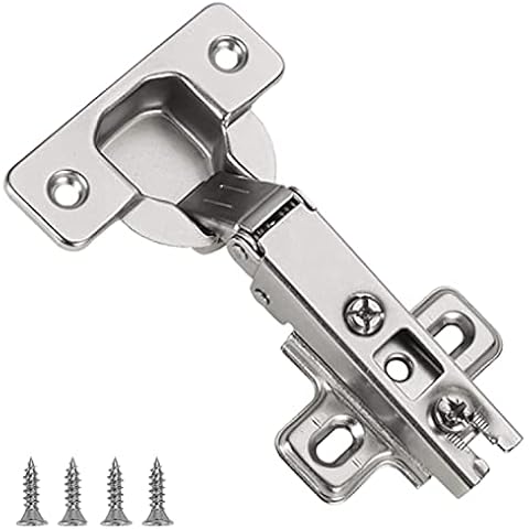 Furniware 10 Pcs Slide-on 35mm Kitchen Cabinet Wardrobe Door Hinge,110 Degree Self Close Full Overlay Standard Hinge-Nickel Plated