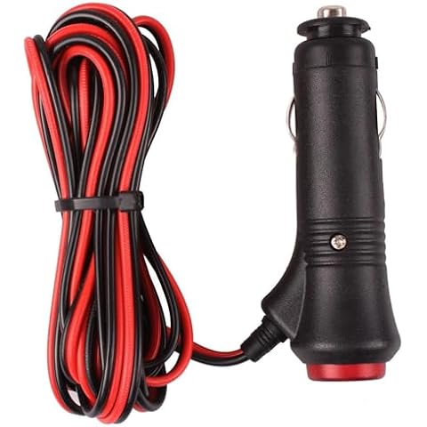 Universal Motorcycle Truck Car Cigarette Lighter Power Plug Cable Adapter Male Lighter with Switch Button Built-in 12V-24V 5A (10FT/3 Meters with Indicator Light)