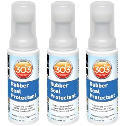 303 Products Rubber Seal Protectant – Windows, Hoods, Trunks, Rejuvenates Color & Flexibility of Old & Dry Seals, Weatherproofing & UV Protection, 3.4 fl.oz (Pack of 3)