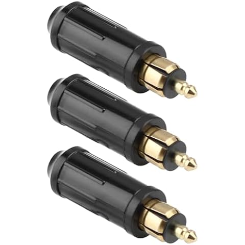 3 PCS DIN Hella Male Plugs European 12V Hella Plug Adapter DIN Cigarette Lighter Adapter Replacement DIY Repair Plug for BMW Motorcycles Cars Any European DIN Socket (Black)