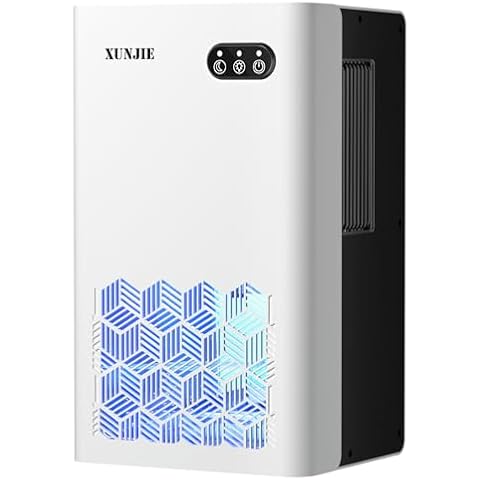 Xunjie® Dehumidifier for Home Small Dehumidifiers for Bedroom with 2300ml Water Tank & Auto Shut Off 7 Colourful LED Light Portable for Car Bathroom Basement RV Garage(White)