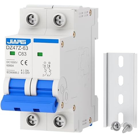 DC Miniature Circuit Breaker, 1000V 2 Pole 63 Amp Isolator for Solar PV System, The...