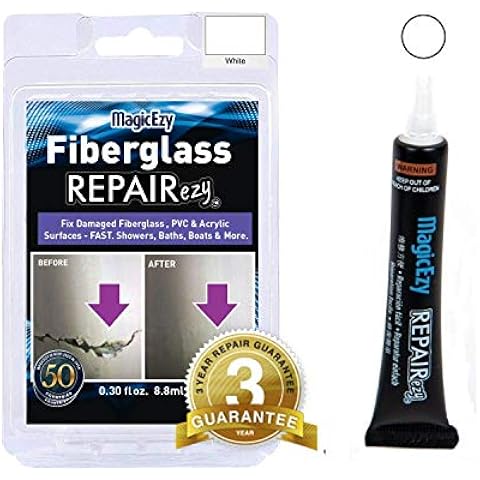 MagicEzy Fiberglas RepairEzy (Weiß) - Fiberglas Reparaturset in einer Tube - Boot, Pool, Wanne, Surfbrett - Fiberglas und Acryl Dusche, Badewanne, Whirlpool, Kanu, Jetski, Boot