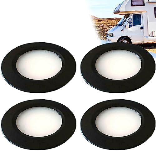 12V Interior LED Spot Lights Campervan Dimmable Recessed Mount Ceiling Light 3W Roof Downlight for T4 T5 Camper Caravan Boat Yacht Cabin Sailboat Under Cabinet Kitchen Bathroom Black 3000K Warm White