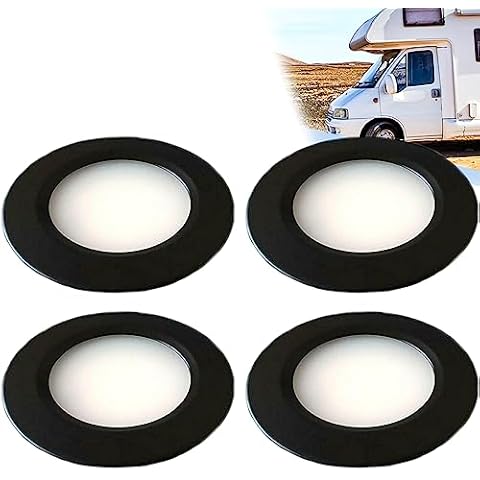 12V Interior LED Spot Lights Campervan Dimmable Recessed Mount Ceiling Light 3W Roof Downlight for T4 T5 Camper Caravan Boat Yacht Cabin Sailboat Under Cabinet Kitchen Bathroom Black 3000K Warm White