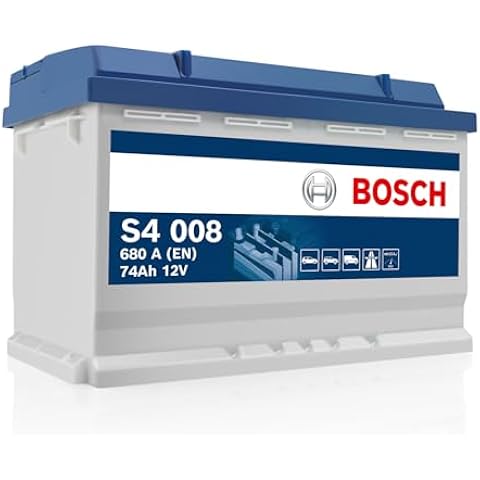 Bosch S4 008 Car Battery 74 A/h - 680 A - 12 V Battery, Type 096, Lead-acid for Non-Start/Stop Vehicles, Left (-) Right (+), 278 x 175 x 190 mm