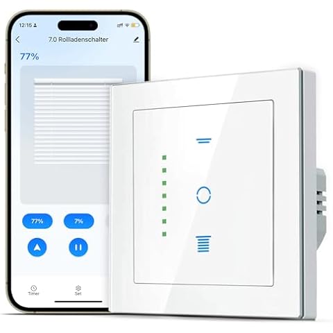 SMARTERCURRY WiFi Roller Shutter Switch, [7 Gen] Smart Roller Shutter Timer for Controlling Roller Shutters/Blinds/Awnings, Blind Switch Compatible with Echo Alexa/Google Assistant, 1 Piece, White