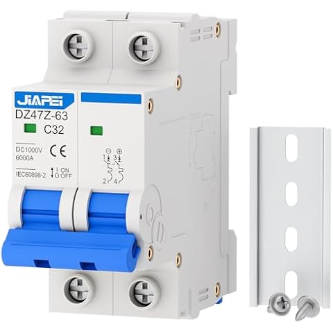 DC Miniature Circuit Breaker, 1000V 2 Pole 32 Amp Isolator for Solar PV System, The...