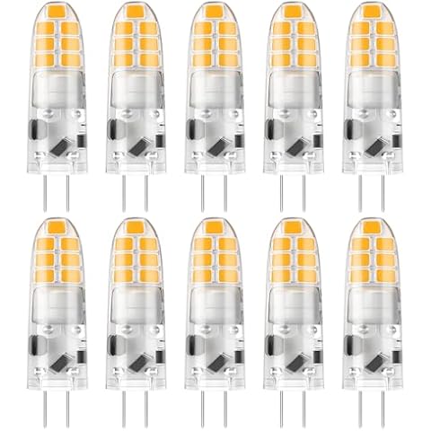 DiCUNO G4 LED Bulbs 2W, 20W Halogen Equivalent, G4 Bi-Pin LED Light Bulbs, Warm White 3000K, 12V Non-Dimmable Light for Home Lighting, 200LM, Pack of 10