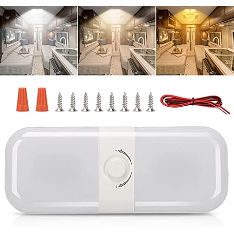 SUPAREE 12V LED Caravan Lights Interior 12V LED Lights Campervan Dimmable 12V Lights Campervan Ceiling 3 Colors with Knob Switch for RV Van Motorhome Car Boat Marine 2700K-6500K 1PC