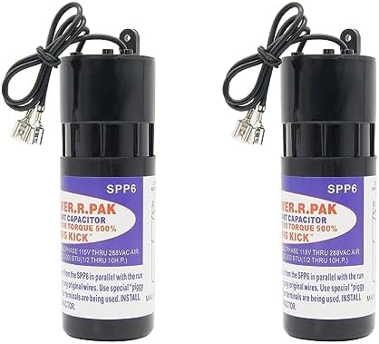 SPP6 Hard-Start-Kondensator-Ersatz, 115 V bis 288 V AC, kompatibel mit Klimaanlagen von 4.000 bis 120.000 (Supco Relais 1/2HP-10HP 500% Erhöhung des Startdrehmoments)
