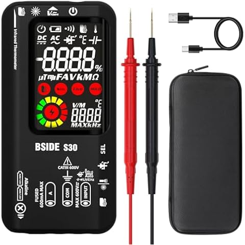 BSIDE Smart Digital Multimeter Infrared Thermometer Rechargeable Voltmeter 10000 Counts Electrical Amp Tester Capacitance Diode Ohm Voltage Tester for Workshop LED Automotive Electrician Electronic
