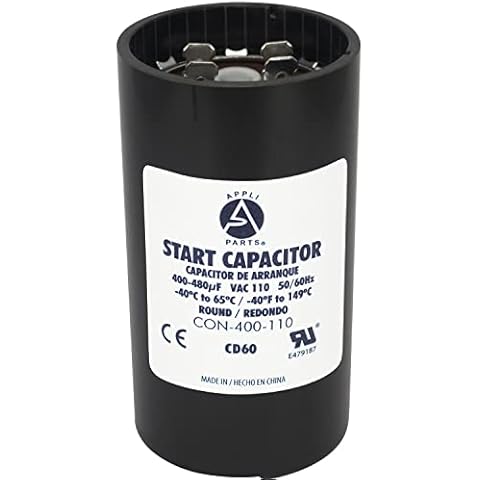 Appli Parts Motor-Startkondensator 400–480 Mfd (Mikrofarad), uF 110–125 VAC, universell passend für Elektromotor-Anwendungen, 3,5 cm breit, 8,5 cm hoch, CON-400-110