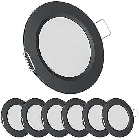 acegoo 12V LED Campervan Recessed Mount Ceiling Light, 2.5W 6 Pack CRI 93 Caravan Boat Downlight Spot Lights for Van Cabin Truck Motorhome Sailboat Under Cabinet Kitchen Bathroom, Black 3000K