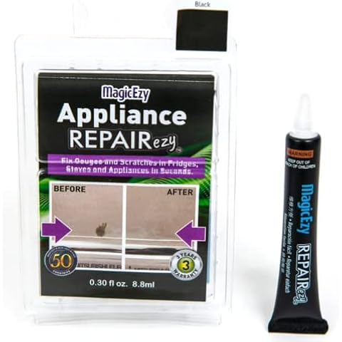 MagicEzy Appliance RepairEzy Ausbesserungsfarbe für Herd, Mikrowelle, Kühlschrank, Emaille, Metall, Edelstahl, starkes Epoxidharz, Schwarz