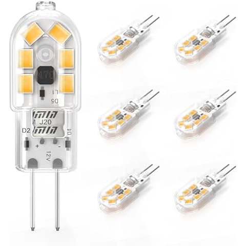SGEPLED G4 LED Bulb 2W Warm White 3000K 185lm COB Bulb Replacement for G4 10W 20W Halogen Bulbs, 12V AC/DC,G4 LED Capsule Light Bulbs, Non-Dimmable, 6 Pack