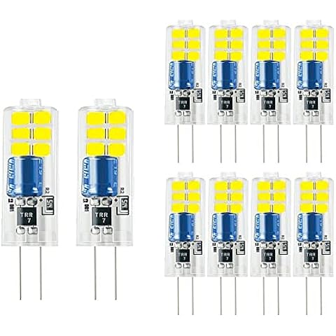 BANGSHUO Pack 10 G4 LED Light Bulb, 2W (20W Equivalent), Non-Dimmable, Cool White 6000K, 200 Lumen G4 AC220-240V, 360 Degree, with Transparent PVC Cover