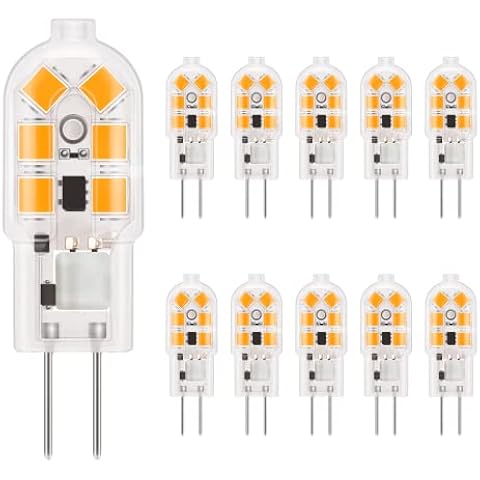 DiCUNO G4 LED Light Bulbs, 1.5W 12V 20W Halogen, 140LM, Warm White 2700K, CRI98, G4 Mini Capsule Non-dimmable Bulbs for Home Lighting, 10 Packs
