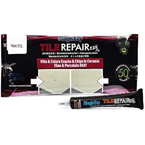 MagicEzy Tile RepairEzy (Weiß) – Keramikfliesen-Reparaturfüller zum Fixieren von Fliesensplittern und Rissen – Super starke Haftung – Keramik, Porzellan, Acryl, Fiberglas, Emaille