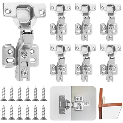 8 Pack Cabinet Hinges Kitchen Cupboard Hinges with Screws Wardrobe Door Hinges Inset Mute Hydraulic Soft Close Hinges for Cabinet Doors Bedroom Furniture Wood Box (Inset)
